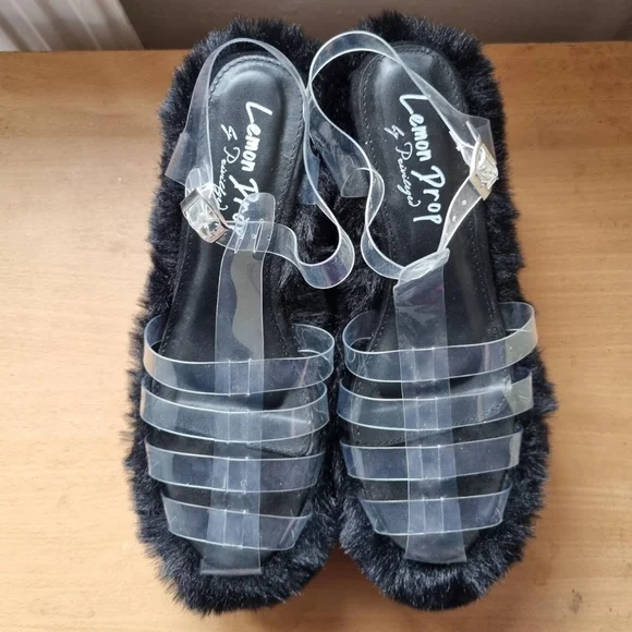 Lemon Drop by Priveleged Black Zahara Platform Sandals - Picture 2 of 4